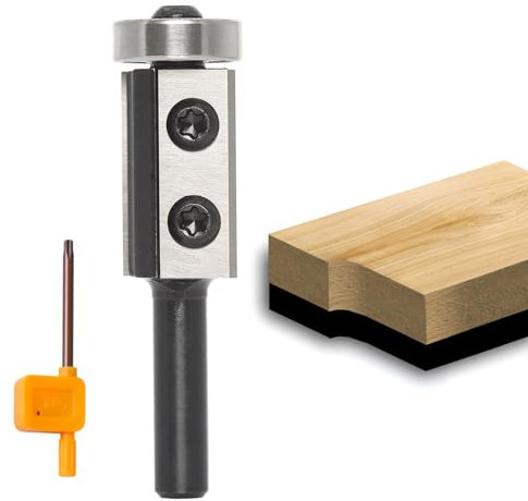 Sinoprotools Wendeplatten Bündigfräser,8mm Schaft Bündiger Fräser mit 2-seitigen Austauschbare Hartmetall(HW), Durchmesser 19mm mit Kugellager Oben,for Holzbearbeitung Bündig Trimmen.