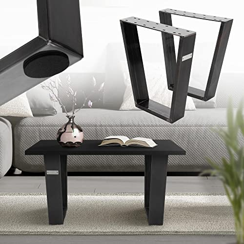 ML-Design 2er Set Tischbeine Trapez 40x43 cm, Industrial, Profil 8x2cm, Stahl pulverbeschichtet, geneigt, Metall Tischgestell Tischkufen Tischuntergestell Möbelfüße Bankkufen Bankgestell Bankbeine