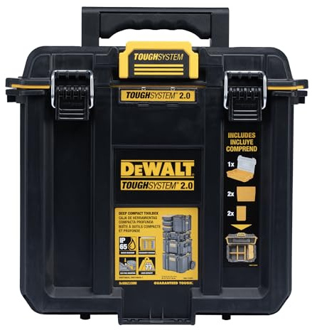 DEWALT Toughsystem 2.0 Kompakter und langlebiger tiefer Werkzeugkasten mit herausnehmbaren Trennwänden (DWST08035)