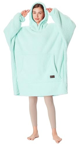 Catalonia Classy Übergroße Sherpa Hoodie Decke, Flauschige Warme Oversized Kuscheldecke mit Ärmeln und Kapuze, Tragbare Decke zum Anziehen als Geschenkidee für Damen Herren