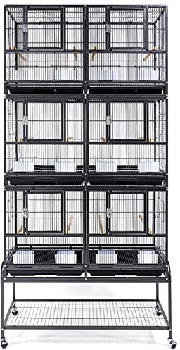 BGFYUSF 81-Zoll-Vogelkäfig für Sittiche, Nymphensittiche, Papageien, Sonnensittiche, Grünwangensittiche, Kanarienvögel, Finken, Turteltauben, Papageien, mit Rollständer (schwarz, 206 x 98,5 x 45 cm)