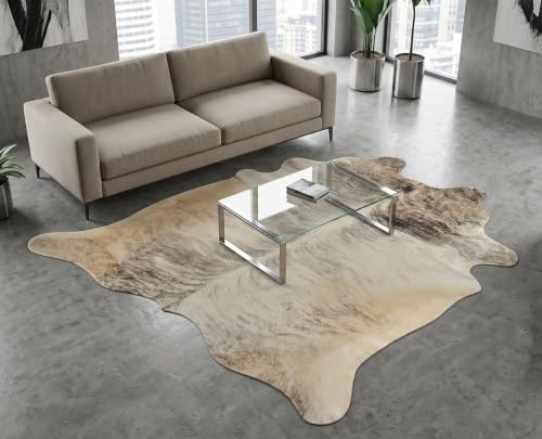 KUHFELL RINDERFELL GRAU BEIGE Natur 210 x 180 cm STIERFELL Teppich