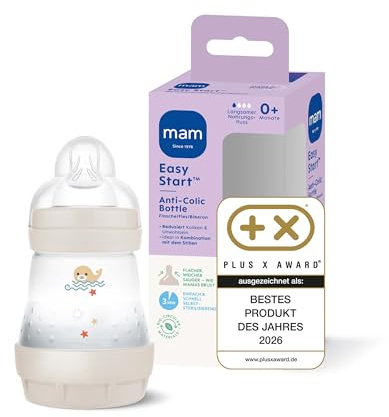 MAM Easy Start Anti-Colic Babyflasche 160 ml, 0+ Monate, Robbe beige