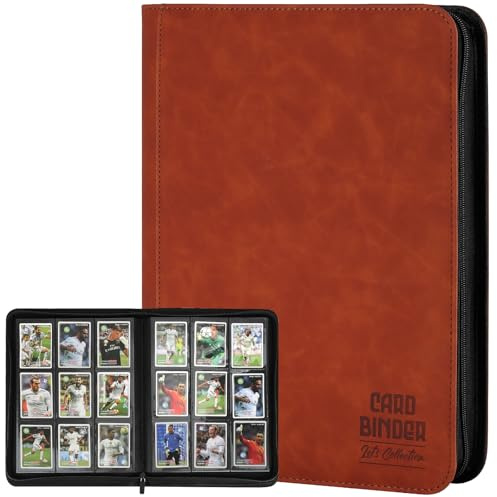 Trading Card Binder, Premium 9 Pocket Double Sided 540 Pocket PU Card Collection Binder, Collectible Trading Card Albums for MTG, TCG, Sport Card, Game Cards (Brown)