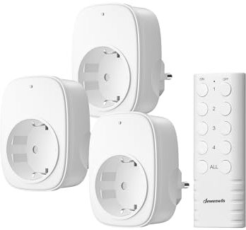 DEWENWILS Funksteckdose mit Fernbedienung, 16A 3680W, Plug-In Ein/Aus Steckdosen-Set 1V3, kabellos, erweiterbarer Funkschalter für Feiertagsdeko und Heimgeräte, 50m Reichweite, Vorprogrammiert, Weiß
