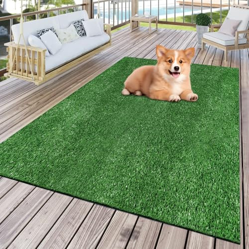 FREADEM Tapis de gazon artificiel réaliste de 1,4 x 2,4 m avec trous de drainage, gazon synthétique pour intérieur et extérieur pour jardin, pelouse, paysage, entrée, balcon, décoration
