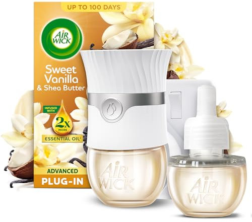 Air Wick Sweet Vanilla & Shea Butter Advanced Electrical Plug-in Kit 19ml, Lasts for up to 100 Days, Air Freshener