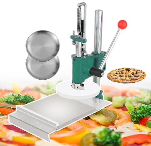 CAFIEDR Professionelle manuelle Pizza-Teigpresse mit 2 Tellern, Pizzakrusten-Pressplatte, Pizzaformmaschine aus Edelstahl – leicht zu reinigen, Pizza-Nudelherstellungswerkzeug für Cafeterias, 16 cm