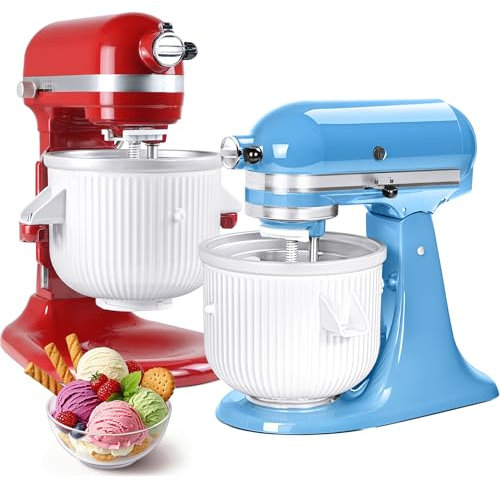 Eismaschinen-Aufsatz für KitchenAid Standmixer, kompatibel mit KitchenAid 4,5–5 QT/5,5–6 Quart Standmixer-Zubehör, 2 Quart Frozen Joghurt/Eiscreme/Sorbet Gelato Maker