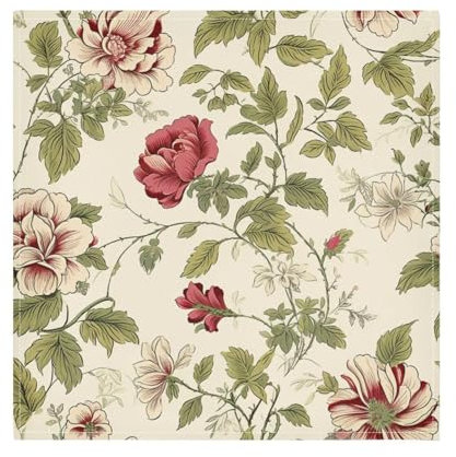 Rote Vintage-Blumen Ernte-Tuch Dinner-Servietten, wiederverwendbar, umweltfreundlich, Sommer, Stoffservietten für Hochzeit, Tuch, Abendessen, 6 Stück, 50,8 x 50,8 cm, servilletas de Tela para mesa