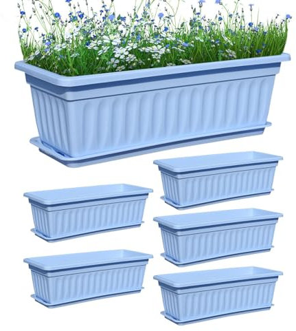Fönsterlåda blomlåda, fönsterlåda, fönsterlåda, utomhusväxt fönsterlåda - 6x väderbeständiga integrerade dräneringshål för gi containertillbehör