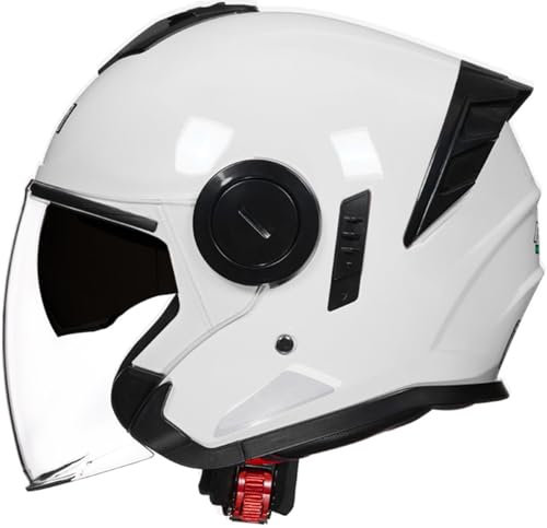Casco Semiaperto Adulto Con Doppia Visiera, Casco Moto Demi-Jet Moto Casco Scooter Caschi Motorino Vintage, Piloto Urbano Helm Casco Moto Omologato DOT/ECE Per Donna E Uomo 2,XXL