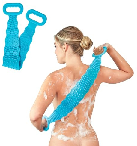 3 PAGEN® Rückenschrubber für Bad & Dusche – Wellness Peeling Gürtel, Körperpeeling Rücken Waschhilfe – beidseitig anwendbar für Reinigung, Peeling & Massage – zur Förderung der Durchblutung – Silikon