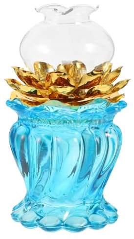SOLUSTRE Kristall Lotus Öllampe Brenner Aus Glas Dimmbar Für Buddhistische Dekoration Mit Windschutz Kompakt Und Praktisch