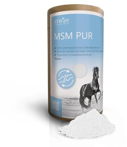 STRÖH MSM Pur Pferd (1,5 kg) • Methylsulfonylmethan Pulver für Pferde • Zusatzfutter zur Unterstützung von Gelenken, Haut, Fell & Hufen • Ergänzungsfutter für mehr Bewegungsfreude