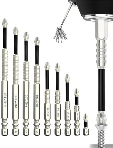HUVZOR 9 pezzi Set di Punte per Trapano Avvitatore Ad Alto Magnetismo, Resistenti Agli Urti, Punte a Croce Antiscivolo, Inserti per Avvitatore per Trapani Elettrici