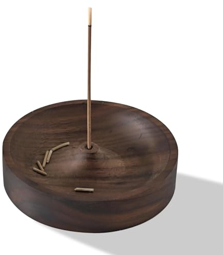 Black Walnut Incense Stick Holders, Aromatic Incenses Holders for Sticks, Handmade Black Walnut Ash Catcher, Home Décor, Office, Club, 6 cm Diameter, 2.3 cm Height, 3 mm