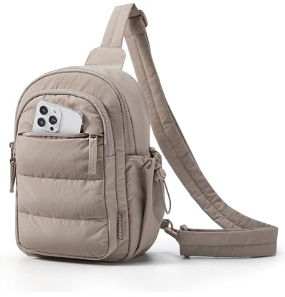 bagsmart Crossbody Bag Damen Brusttasche Puffer Umhängetasche, RFID Schutz | 5L Leicht Sling Bag mit Verstellbare Weich Schultergurt Mehreren Fächern, Handytasche Zum Umhängen für Alltag Reise Sport
