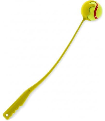 IThinkHome Dog Ball Launcher with Long Handle, Tennis Ball Thrower for Pet Exercise, Hands Free Pick Up, Chase Fetch Game with Ball (Yellow, Large)