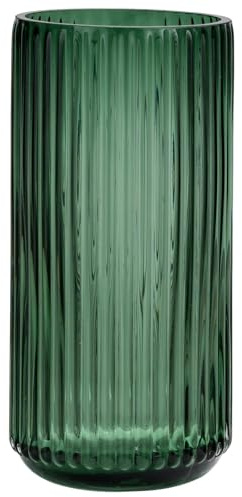 Ekirlin 19 CM Green Vase, 7.5 inch Flower Vase, Thickened Glass Vases for Bookshelf,Dinner Table,Indoor Office Desktop,Meeting Room,Bathroom,Countertop,Home Christmas Day Decoration