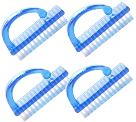 Spazzola per Pulire Unghie Blu in Plastica, Set 4 Pezzi | Leggera e Portatile, Pulizia di Polvere e Residui, Design Multifunzione, Pratica per Mani e Piedi