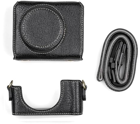 Yctze Tracolla per Fotocamera ZV1 + Custodia Protettiva per Fotocamera Digitale Borsa per in Pelle PU con Tracolla Rimovibile Compatibile con ZV1 + Protezione Premium per Digitale (BLACK)