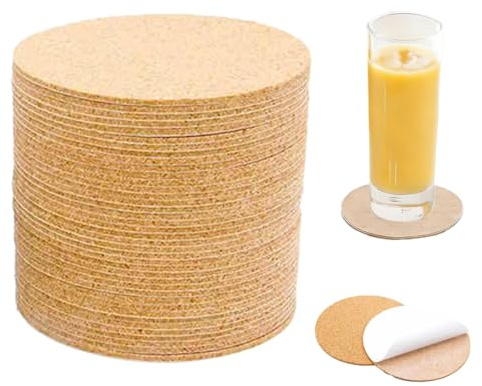 YUVKIN 20 PCS Posavasos Redondos de Corcho Adhesivos para DIY Manualidades Bebidas Decoración de Mesa Hogar (100x2mm)