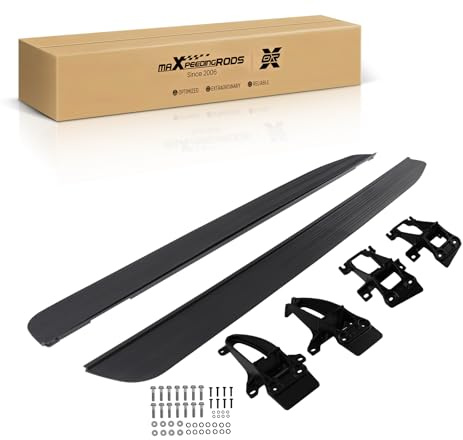 maxpeedingrods 2pcs Side Steps Steel for Range Rover Sport 2013-2022 | Heavy-Duty Steel Construction Non-Slip Coating Rugged Look Protects Sides Easy Bolt-On Installation Durable Powder Coated Fin