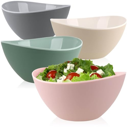 com-four® 4x ciotola in plastica 3,4 L, ciotole resistenti per insalate, frutta e mescolare, ideali per campeggio, picnic, buffet e giardino