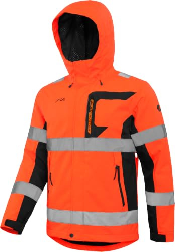 ACE Constructor HiViz Veste imperméable - veste de signalisation imperméable avec bandes réfléchissantes et capuche - Normes EN ISO 20471 et EN 343 - S à 4XL