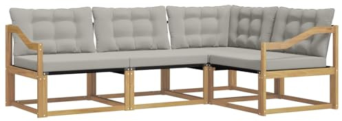 vidaXL Outdoor-Sofagarnitur mit Kissen 4 pcs Weiß und Hellgrau, Garten Loungeset, modernes Outdoor Sofa, langlebige Möbel, stylische Terassen-Sitzgelegenheiten, ideal zum Entspannen