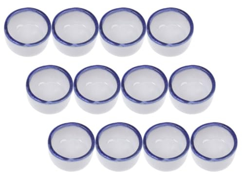 Happyyami Lot de 12 Petites Coupelles en Céramique Bleue pour Reptiles et Arachnides, Gamelles d'eau Polyvalentes et Peu Encombrantes pour Terrarium et Alimentation