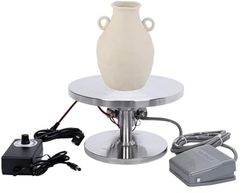 Ruota elettrica per ceramica con pedale e velocità regolabile per la formatura dell'argilla, ideale per studi scolastici domestici