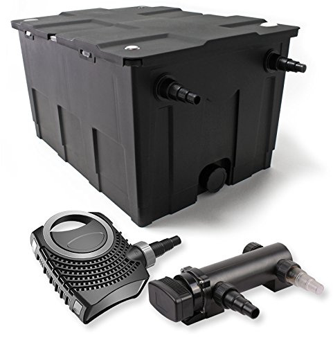 SunSun Kit complet: CBF-550 Filtre de bassin jusqu'à 60000 L Biologique, NEO7000 SuperEco pompe de filtration 7000l/h 50W, CUV-318 lampe uv UVC Clarificateur avec 18W