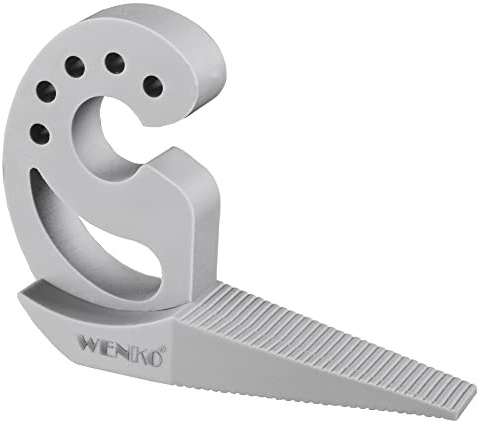 WENKO Multi-Stop, Flexibler Türstopper und Fensterstopper mit vielen Funktionen aus hochwertigem Kunststoff, für Türen, Fenster und Schubladen als Puffer und Klemmschutz, 11,8 x 7,7 x 2,5 cm, Grau