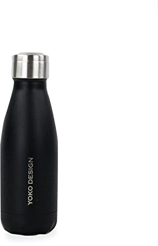 YOKO DESIGN 1336 - Botella isotérmica (Doble Pared, Acero Inoxidable), Acero Inoxidable, Negro Mate, 260mL