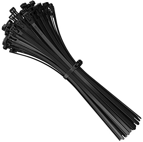 intervisio Kabelbinder Wiederverschließbar, 350mm x 7,5mm, schwarz, 100 Stück, Wiederlösbar, Wiederverwendbar