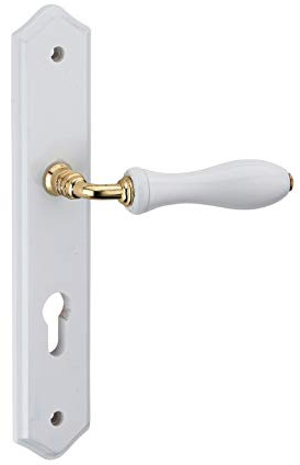 THIRARD - Ensemble de Poignées pour Porte d'Entrée Themis - Bois Blanc - Pratique et Esthétique - Trou de Cylindre - Entr'Axes 195 mm - Carré 7 mm - Blanc