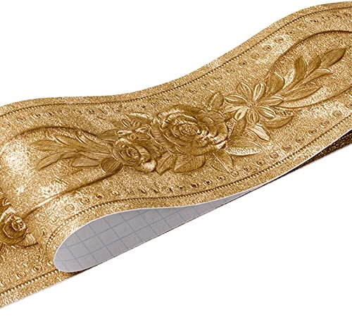 HBOS Selbstklebende Bordüre Wandtattoo 3D PVC Rosenmuster Schälen und Stock Wasserdichte Entfernbare Tapete Dekoration für Wohnzimmer Badezimmer Küche Fliesen