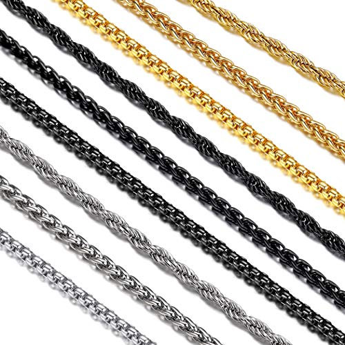 Suplight Collana Acciaio Uomo Catena Veneziana Scatola Nera Catenina Uomo Acciaio Inossidabile 66 cm/3mm - Regalo per Ragazzo