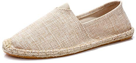 SHELAIDON Paille Chaussures de plage en lin pour homme et femme Espadrilles plates à enfiler