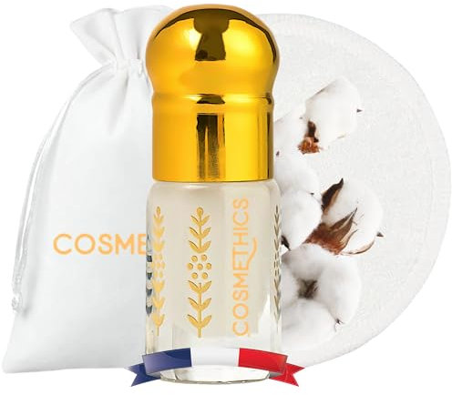Cosm'Ethics® | Musc Tahara Blanc parfumée 3ml | Deodorant femme | Purification période menstruelle | Musc intime femme fraîcheur longue durée | Gel Intime pour Femme | 1 Lingette Bambou Fournie