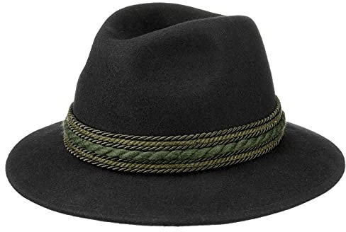 Lodenhut Manufaktur Landsgut Traveller Hut Wollfilzhut Kordelband Uni Herren Sommer Winter schwarz 61 cm