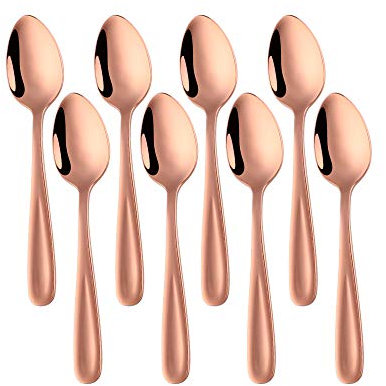 BISDARUN Kaffeelöffel Teelöffel Set Edelstahl 8 Stück Rose Gold Mokkalöffel kleine Löffel für Espress Dessert 5,5 Inch(13,5 CM)