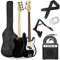 3rd Avenue Kit pacchetto basso elettrico beginner dimensioni standard 4/4 con amplificatore da 15 W, custodia, cavo di connessione, tracolla, stand e corde di riserva – Nero