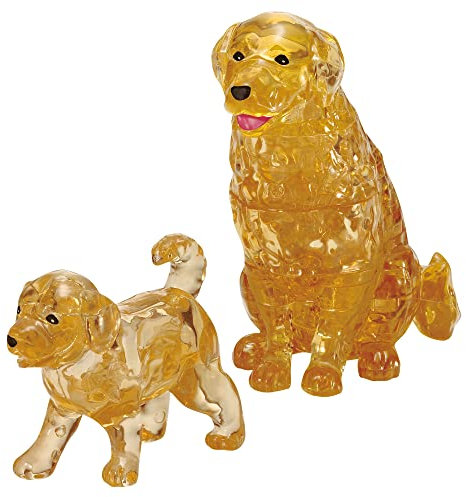 Crystal Puzzle | 3D Golden Retrieverpaar | Transparentes Design | 44 Teile | Bausatz für Kinder und Erwachsene | HCM Kinzel