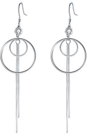 Lydreewam Lang Ohrringe Hängend 925 Sterling Silber Ohrringe Ohrhänger für Damen mit Kreis & 3A Zirkonia, Geschenkbox verpackt