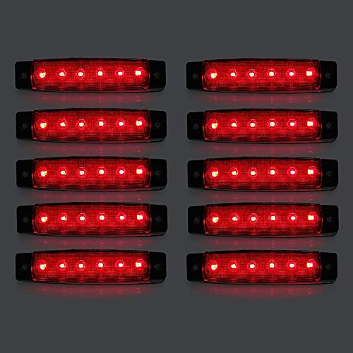Seitenmarkierungsleuchten, 10 Stück Side Marker Lights Auto-Markierungsleuchten Autoseiten-Anzeigelampen 6SMD LED Vordere Heckleuchte Positionsleuchten 12V für Auto-Wohnmobil-LKW-LKW (Rot)
