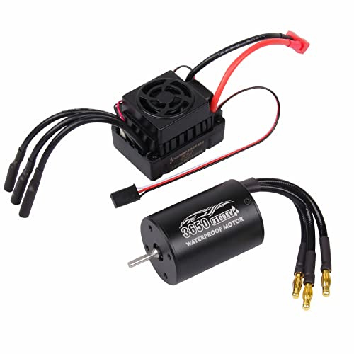 3650 3100KV Bürstenloser Motor und 60A ESC Combo Set | 5.8V / 3A Wasserdichter ESC mit Primärem Sensorlosem Motor für 1/10 RC Car