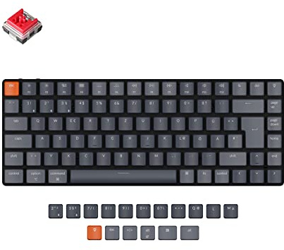 Keychron K3 Ultra-Slim Bluetooth Wireless Mechanische Tastatur Deutsches ISO-DE-Layout Hot-Swap-fähig Low Profile Optischer Roter Schalter RGB-Hintergrundbeleuchtung Gaming-Tastatur für Mac Windows